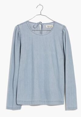 Madewell Women’s Denim Puff-Sleeve Swing Shirt size M